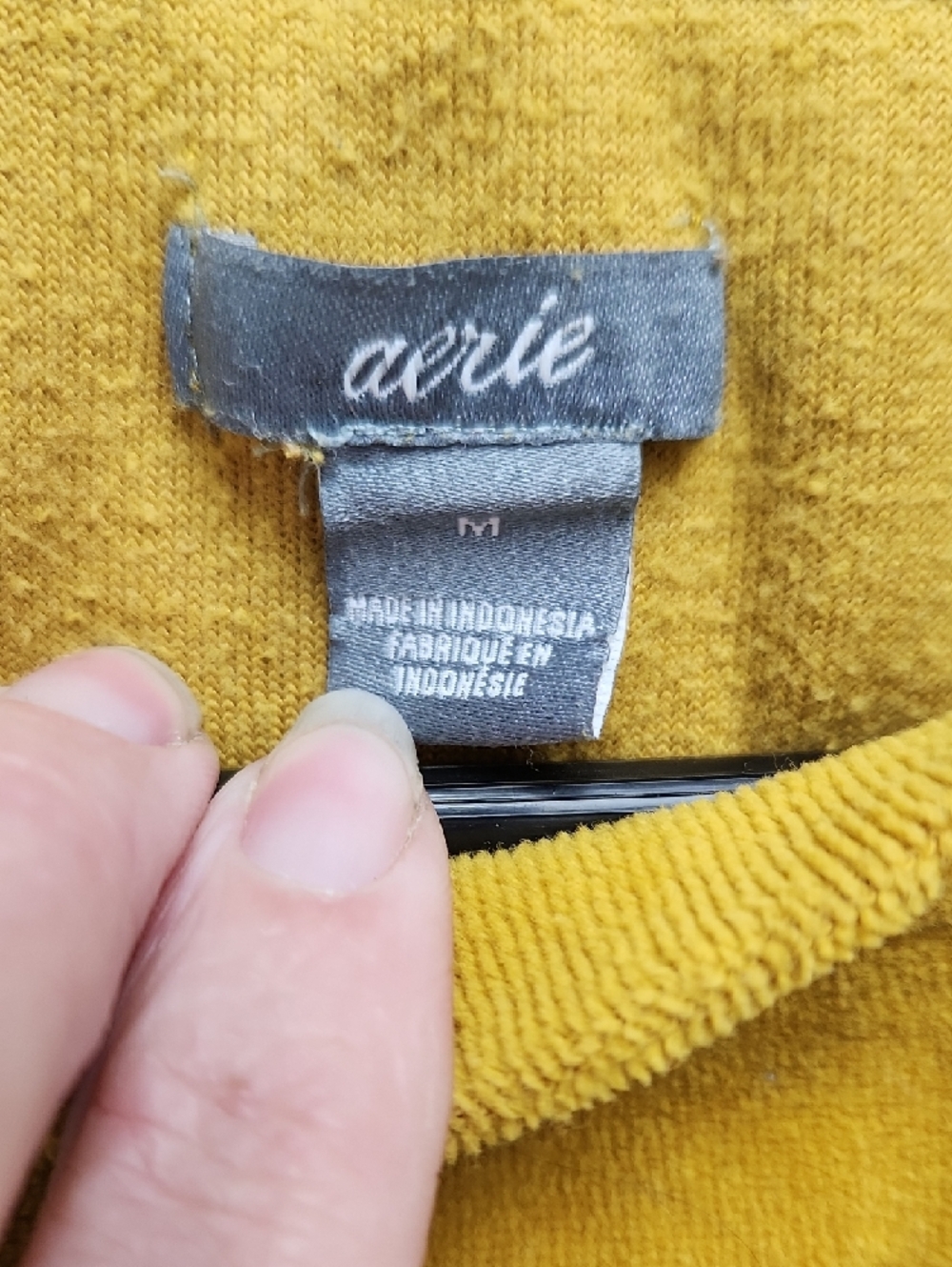 aerie Men's Mustard Crewneck Sweatshirt - Picture 2 of 5